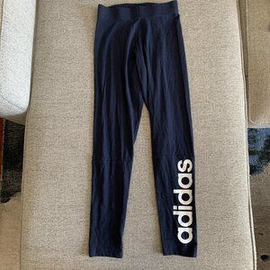 Adidas Women Dark Blue Performance Logo Leggings, Size XS / 24" - 25"
